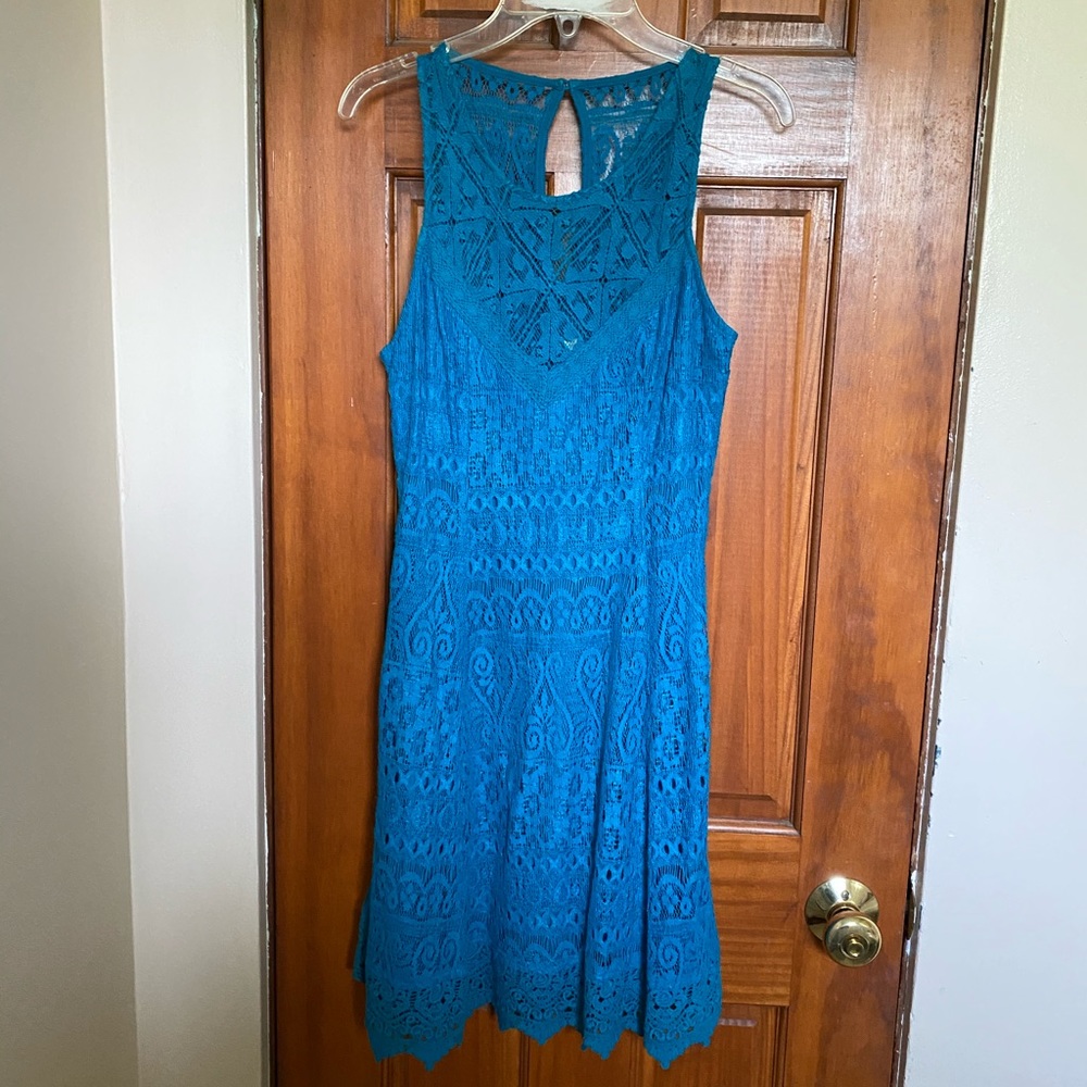 Hollister Blue Lace High neck mini dress